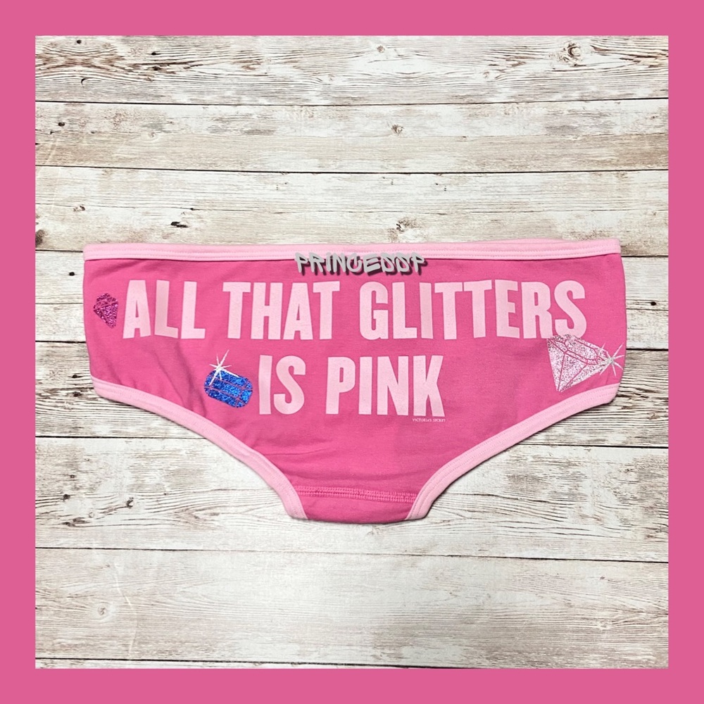 RARE VINTAGE PINK VS GLITTER LOW RISE HIPSTER PANTY